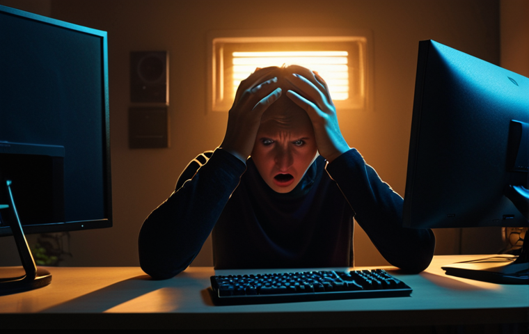 **A frustrated person sitting in front of a computer, bathed in the light of the screen, with hands on their head in a gesture of panic. The room is dimly lit, emphasizing the glow of the monitor highlighting the silent audio issue.**