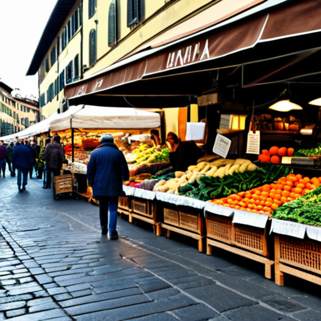 **

"A bustling marketplace in Florence, Italy, filled with vendors selling fresh produce and local crafts. People are dressed in everyday, modest clothing, exploring the stalls. Warm, natural lighting, professional photography, safe for work, appropriate content, fully clothed, family-friendly, perfect anatomy, correct proportions, natural pose."

**