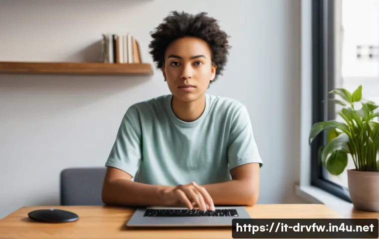 웹캠 드라이버 업데이트 방법 - **Prompt:** A young adult (20s-30s), gender-neutral, wearing a comfortable, modest t-shirt and jeans...