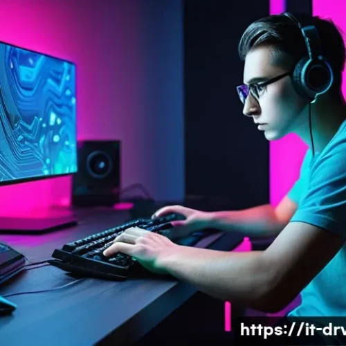 디스플레이 드라이버 재설치 팁 - **Prompt:** A young adult (aged 18-25, gender-neutral) sitting at a modern desk, looking intently an...