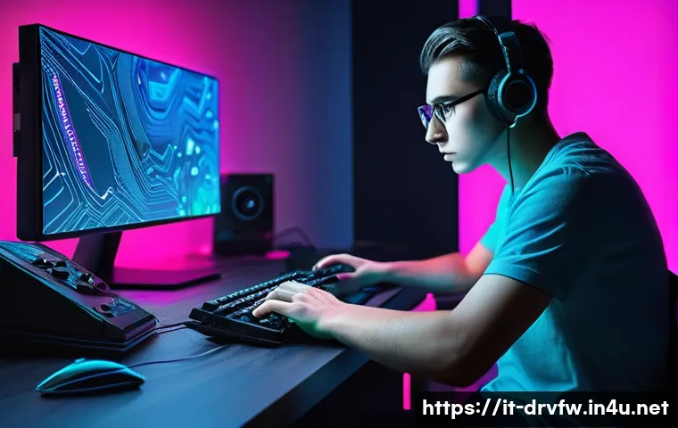 디스플레이 드라이버 재설치 팁 - **Prompt:** A young adult (aged 18-25, gender-neutral) sitting at a modern desk, looking intently an...