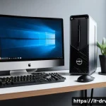 그래픽카드 드라이버 다운그레이드 방법 - A detailed illustration of a modern home office setup focused on computer hardware maintenance: a cl...