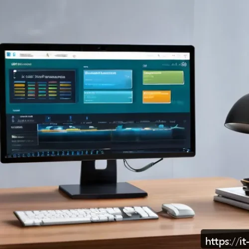 Home 33 SSD 펌웨어 업데이트 가이드 - A modern home office setup with a sleek desktop computer featuring an open SSD firmware update softw...