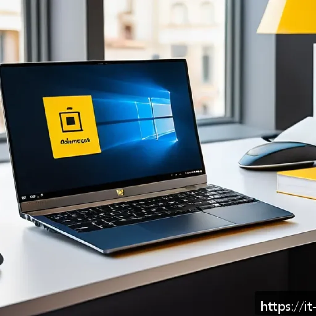 드라이버 설치 없이 장치 인식 가능하게 하는 방법 - A modern office desk setup featuring a sleek Windows 11 laptop with multiple USB devices plugged in,...