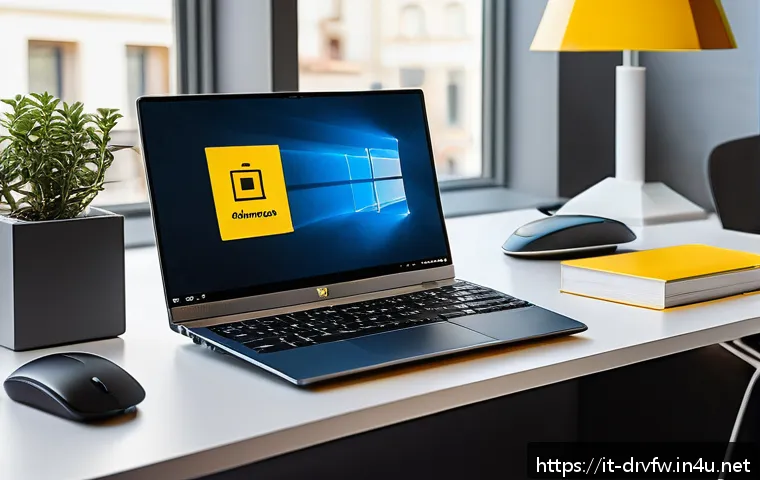 드라이버 설치 없이 장치 인식 가능하게 하는 방법 - A modern office desk setup featuring a sleek Windows 11 laptop with multiple USB devices plugged in,...