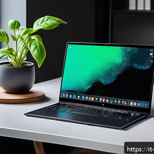Home 31 외장 SSD의 최신 펌웨어 다운로드 방법 - A sleek modern home office setup featuring a high-end external SSD connected to a laptop via USB-C c...