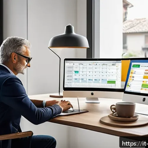 Home 17 드라이버 및 펌웨어 업데이트 일정 관리 팁 - A modern Italian home office setup showing a professional middle-aged man using a sleek laptop with ...